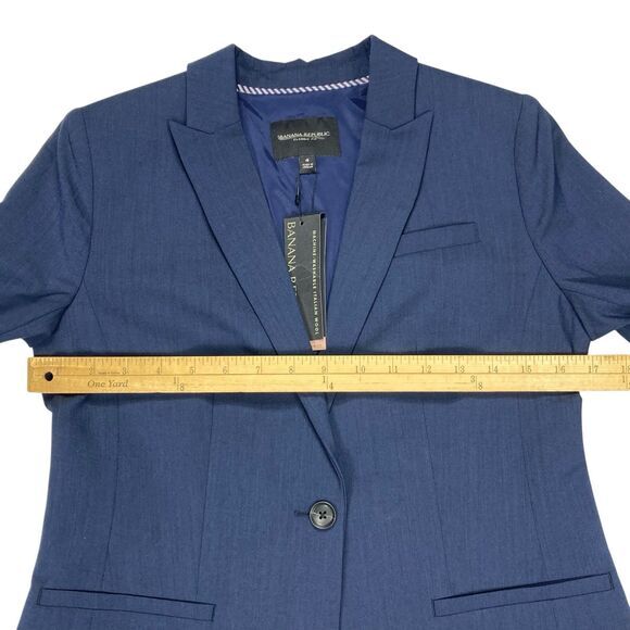 Banana Republic Blazer Womens 4 Blue Wool Office Career Chic Minimalist Coat New - Picture 9 of 16